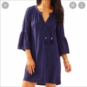 Lilly Pulitzer Del Lago Dark Blue Tunic Dress, Size Large
